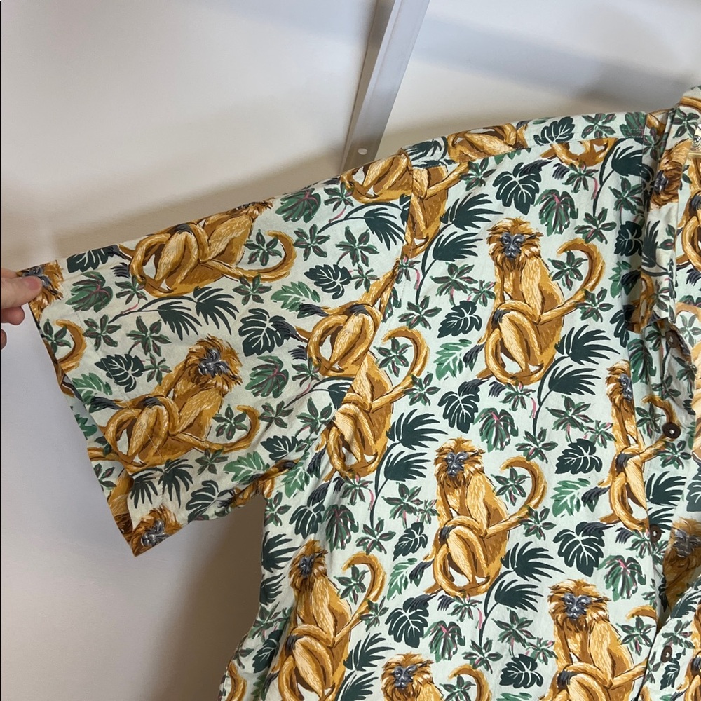 Printfresh Monkey Leafy Jungle Print Button Down … - image 3